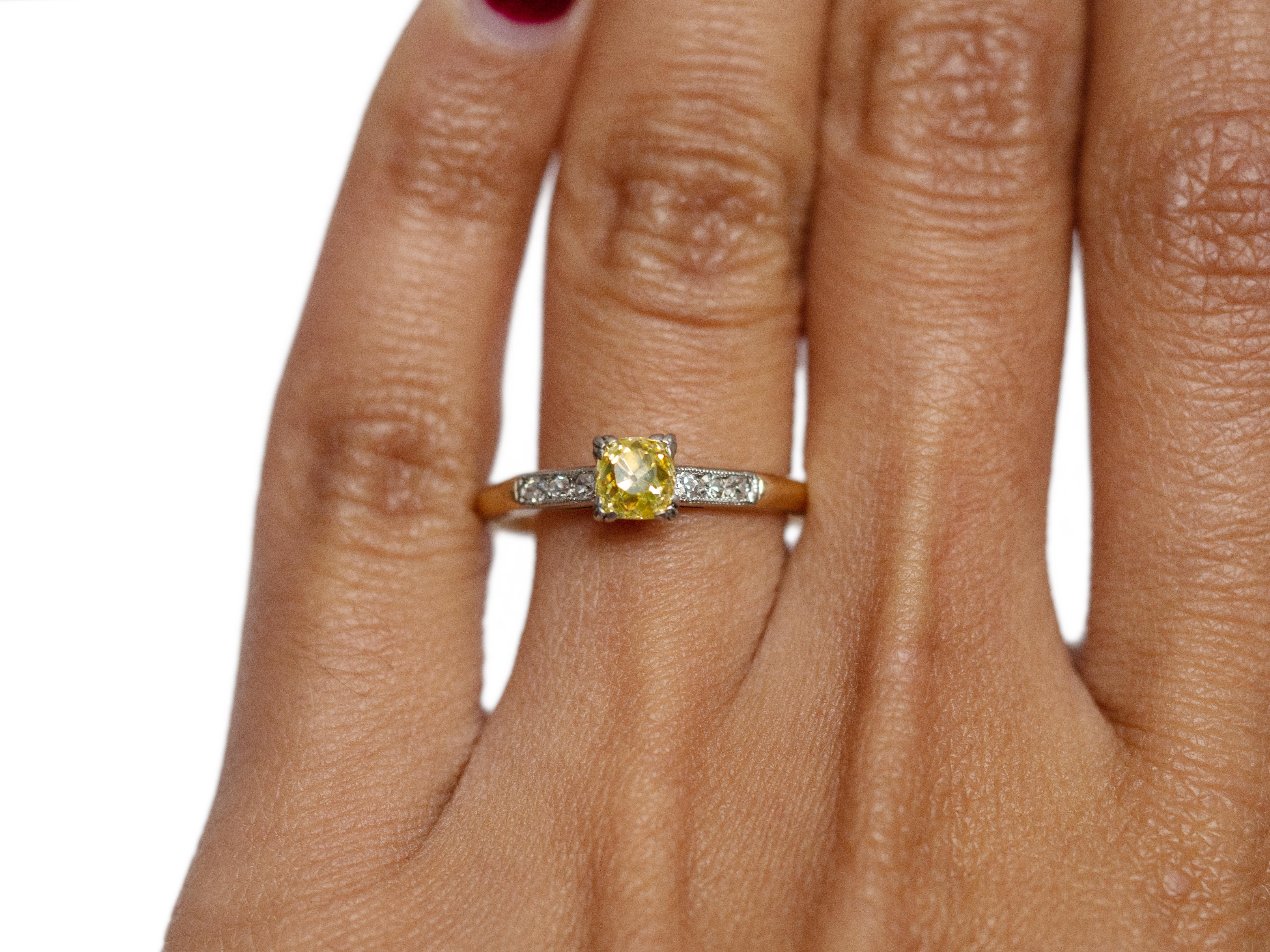 GIA Certified .63 Carat Art Deco Diamond 14 Karat Yellow Gold Engagement Ring In Good Condition In Atlanta, GA