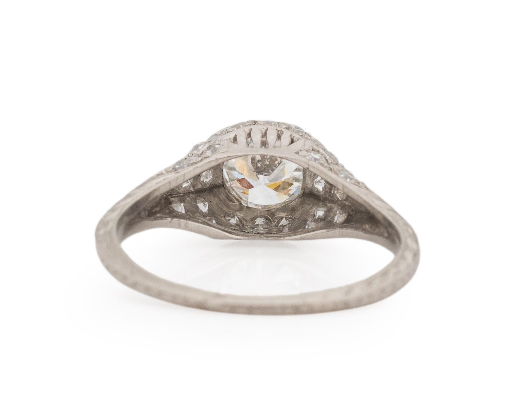 GIA Certified .63 Carat Art Deco Diamond Platinum Engagement Ring In Good Condition For Sale In Atlanta, GA