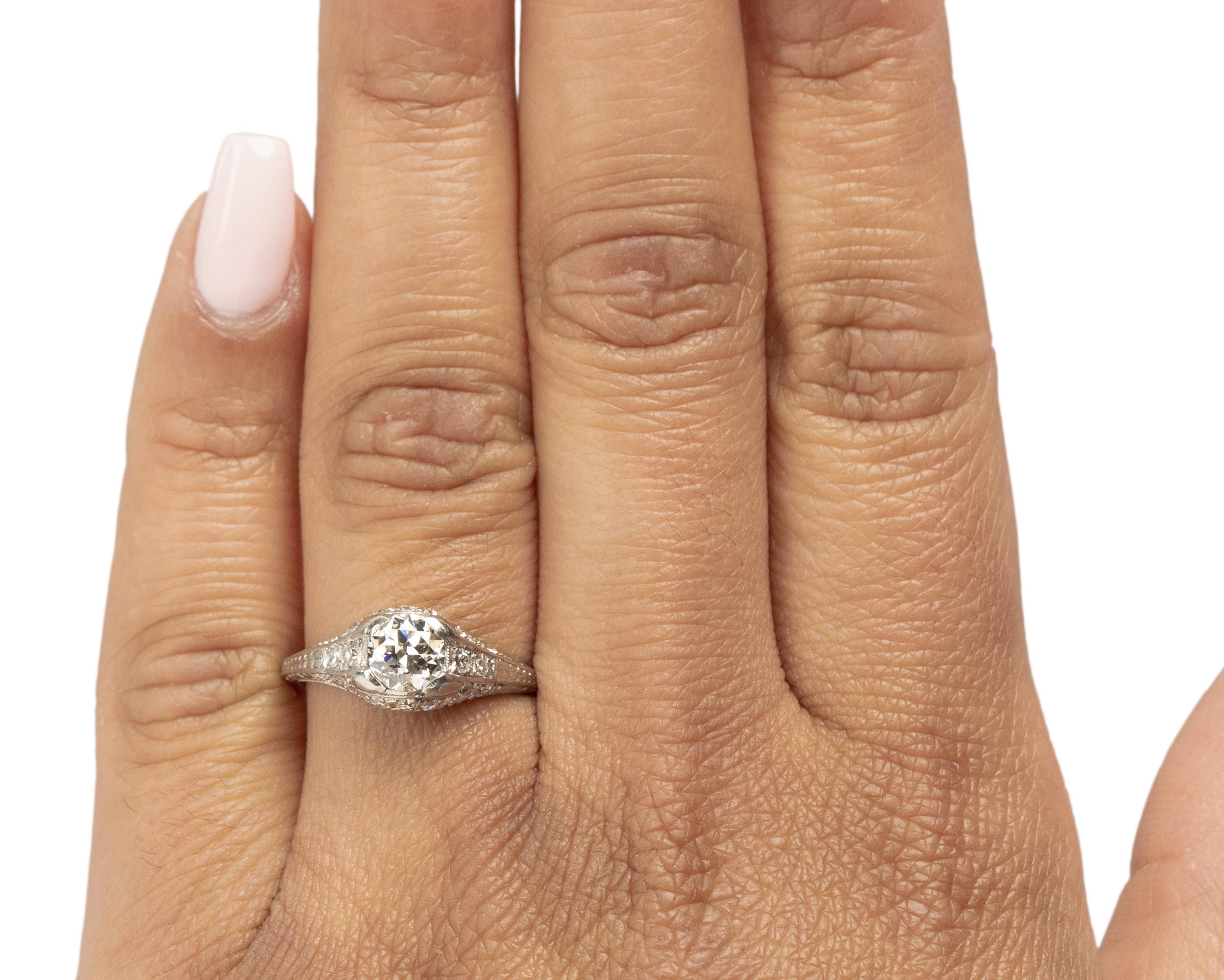 Women's GIA Certified .63 Carat Art Deco Diamond Platinum Engagement Ring For Sale