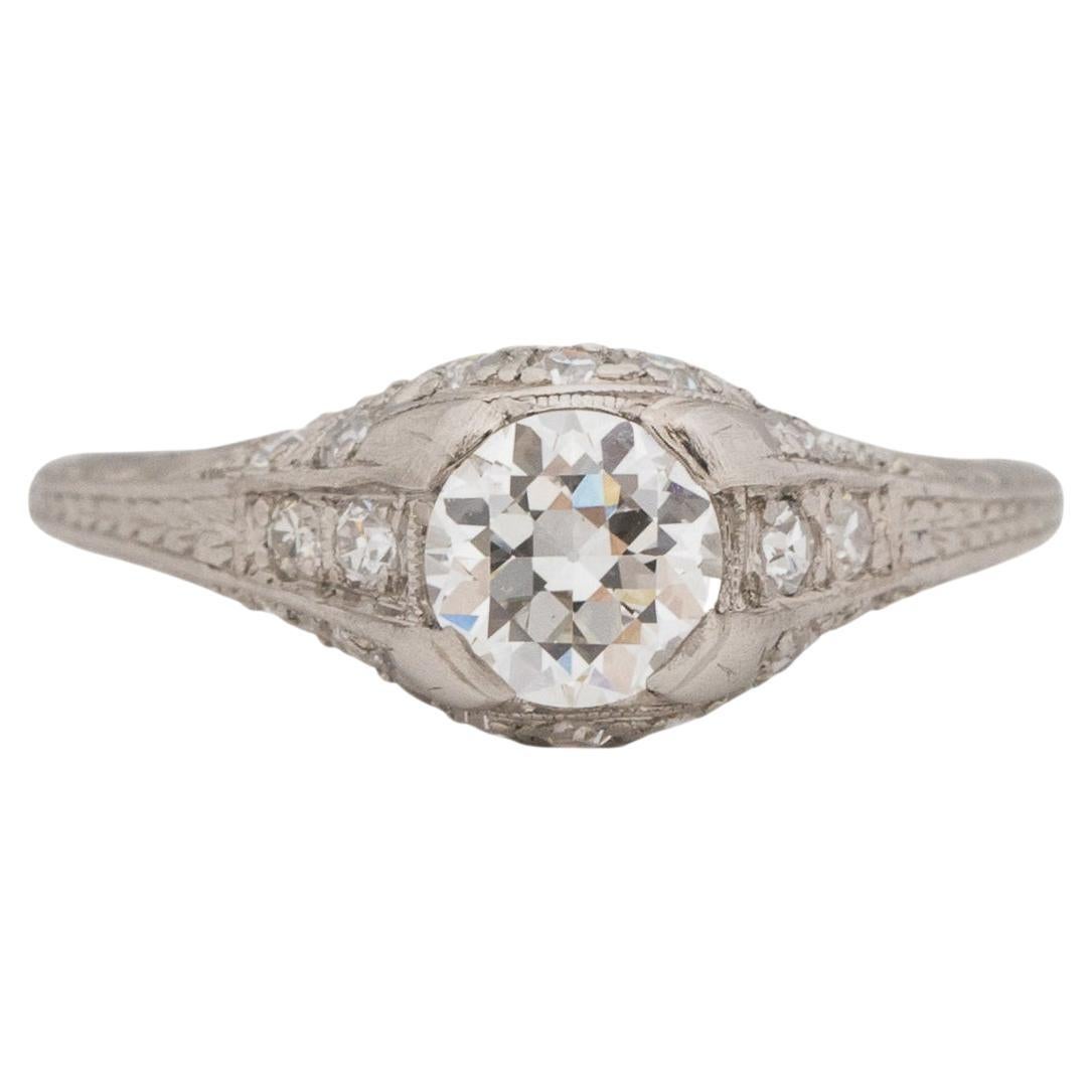 GIA Certified .63 Carat Art Deco Diamond Platinum Engagement Ring