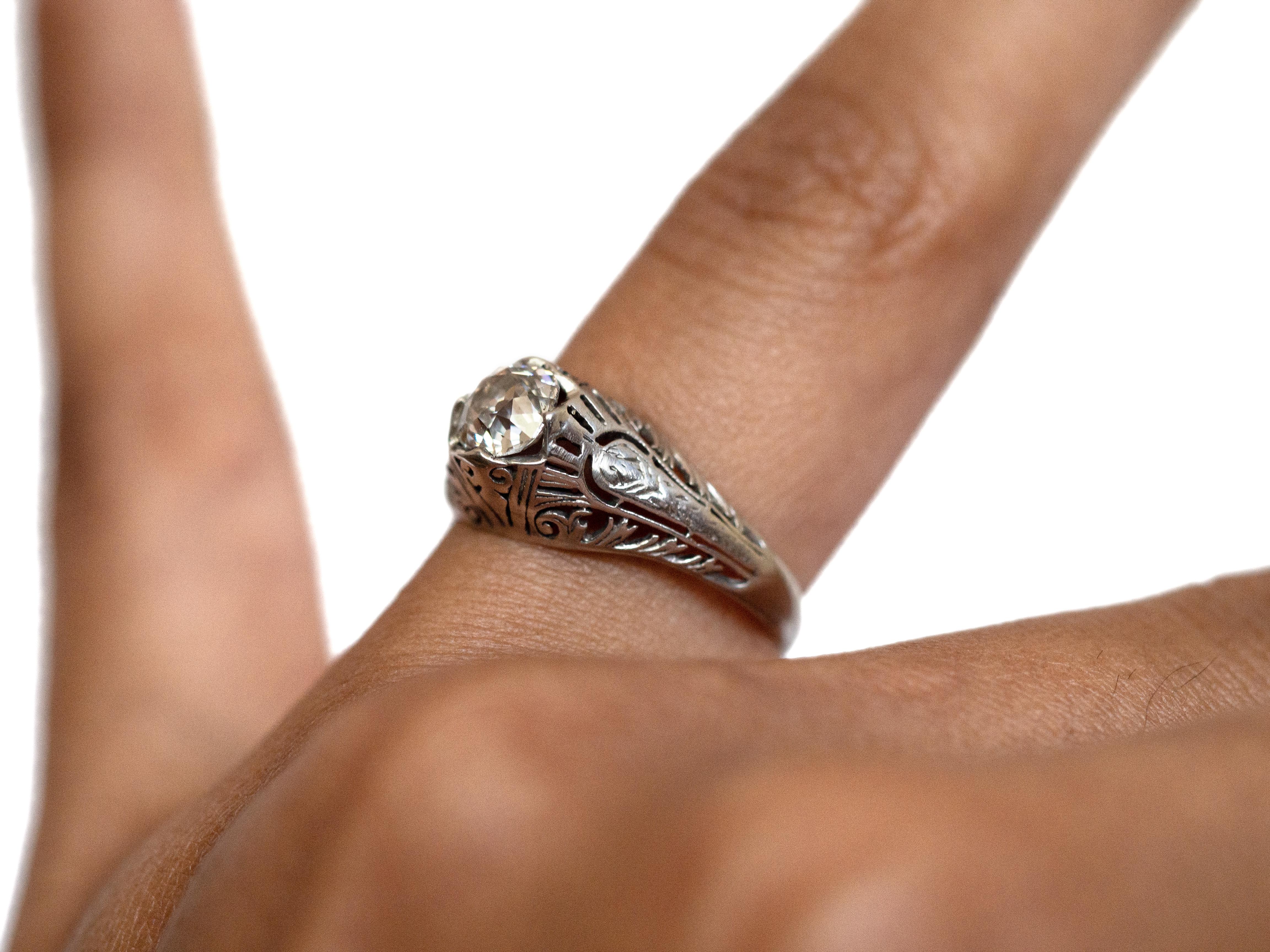 Edwardian GIA Certified .63 Carat Diamond Platinum Engagement Ring For Sale