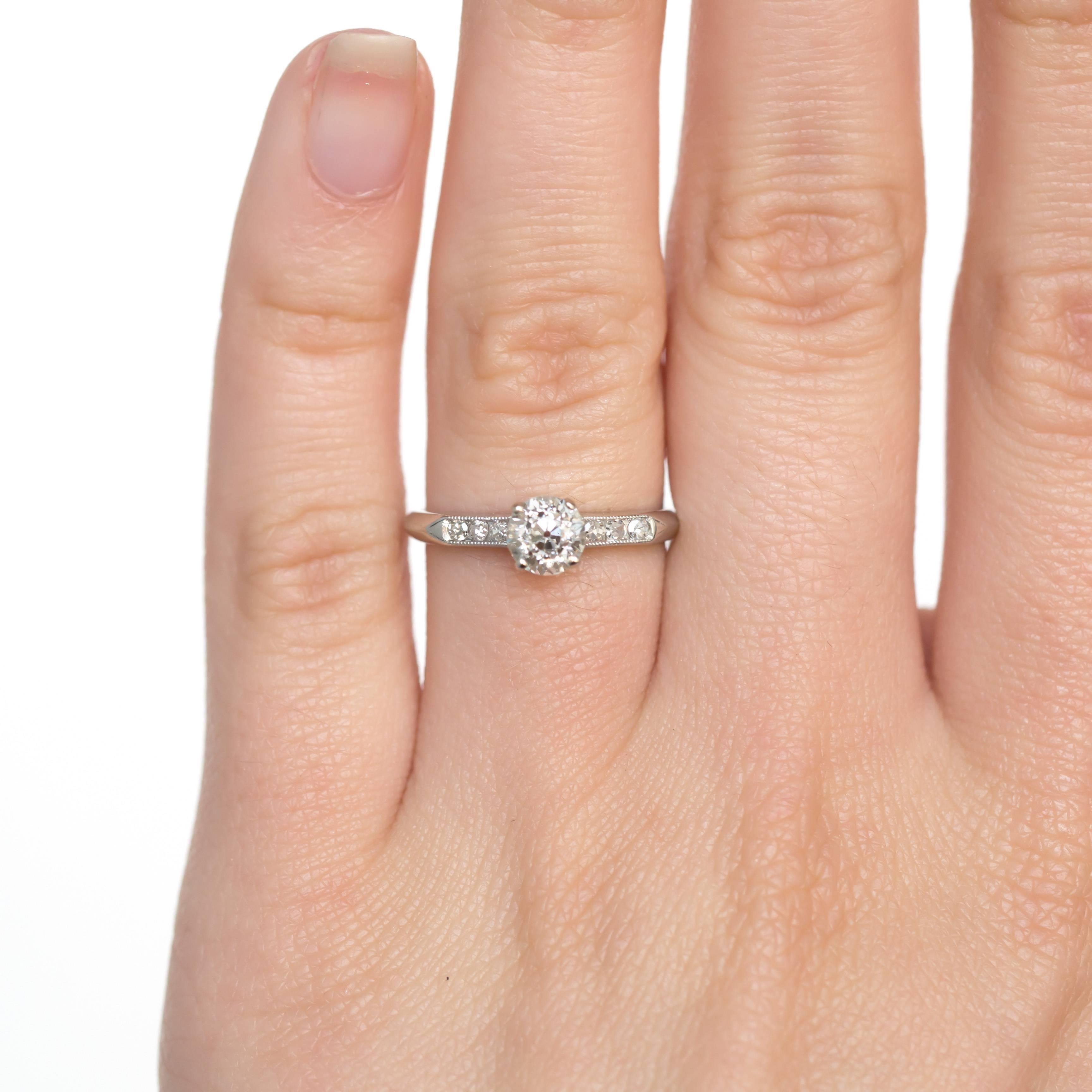 Art Deco GIA Certified .63 Carat Diamond Platinum Engagement Ring For Sale