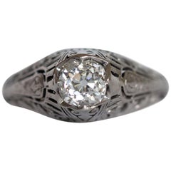 GIA Certified .63 Carat Diamond Platinum Engagement Ring