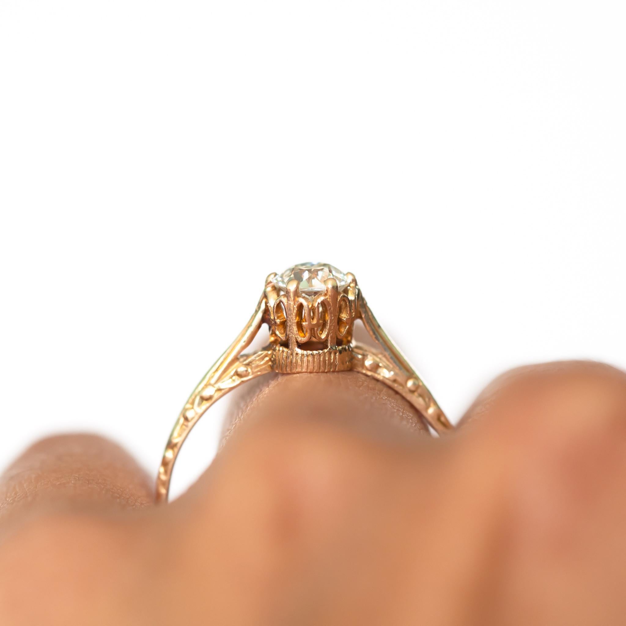 Women's or Men's GIA Certified .63 Carat Diamond Yellow Gold Engagement Ring For Sale