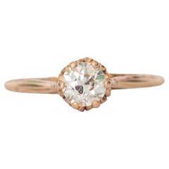 GIA Certified .63 Carat Diamond Yellow Gold Engagement Ring