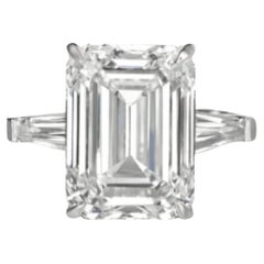 GIA Certified 6.30 Carat Emerald Cut E Color Internally Flawless Diamond Ring