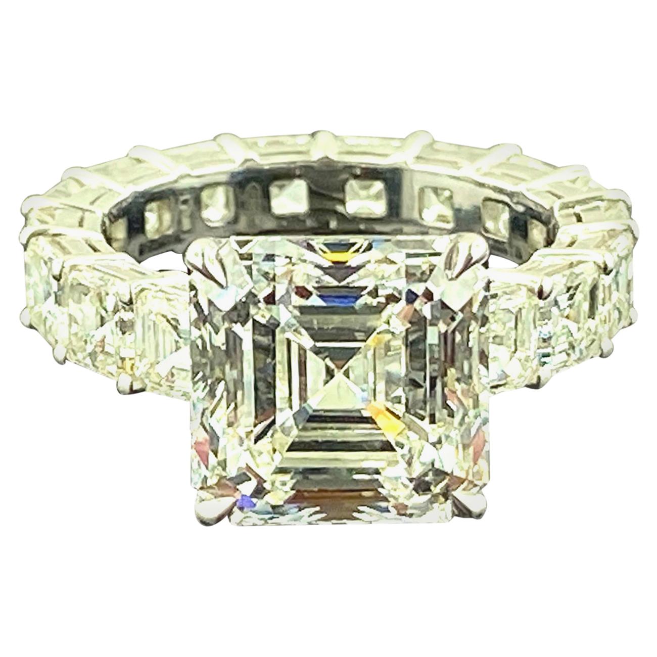 GIA Certified 6.32 Carat Asscher Cut Diamond Engagement Ring