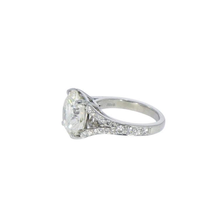 Round Cut GIA Certified 6.32 Carat Round Brilliant Cut Diamond Platinum Engagement Ring For Sale