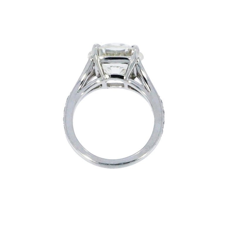 GIA Certified 6.32 Carat Round Brilliant Cut Diamond Platinum Engagement Ring In New Condition For Sale In Greenwich, CT