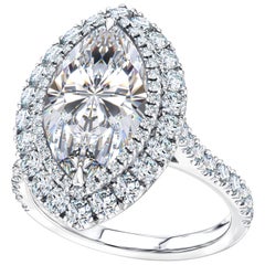 Bespoke GIA Certified 6.32 Carat White Marquise Platinum Diamond Engagement Ring