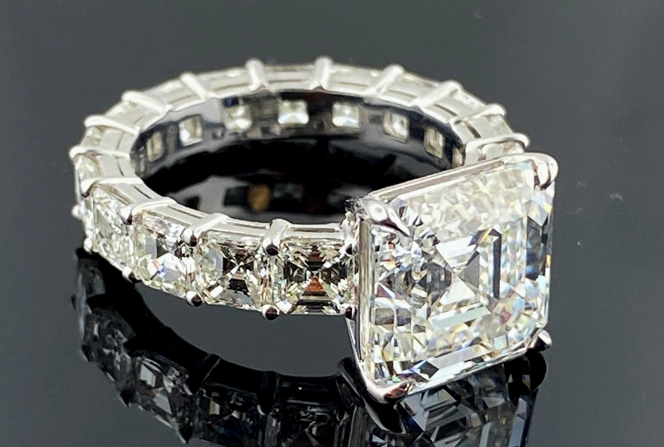 GIA Certified 6.32 Carat Asscher Cut Diamond Engagement Ring In Excellent Condition For Sale In Palm Desert, CA