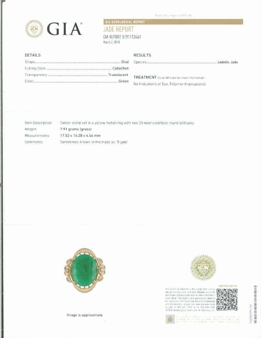 GIA-zertifizierter 6,33 Karat Cabochon Jadeit Jade Grüner Diamant Gold Cocktail-Ring im Zustand „Gut“ im Angebot in Stamford, CT