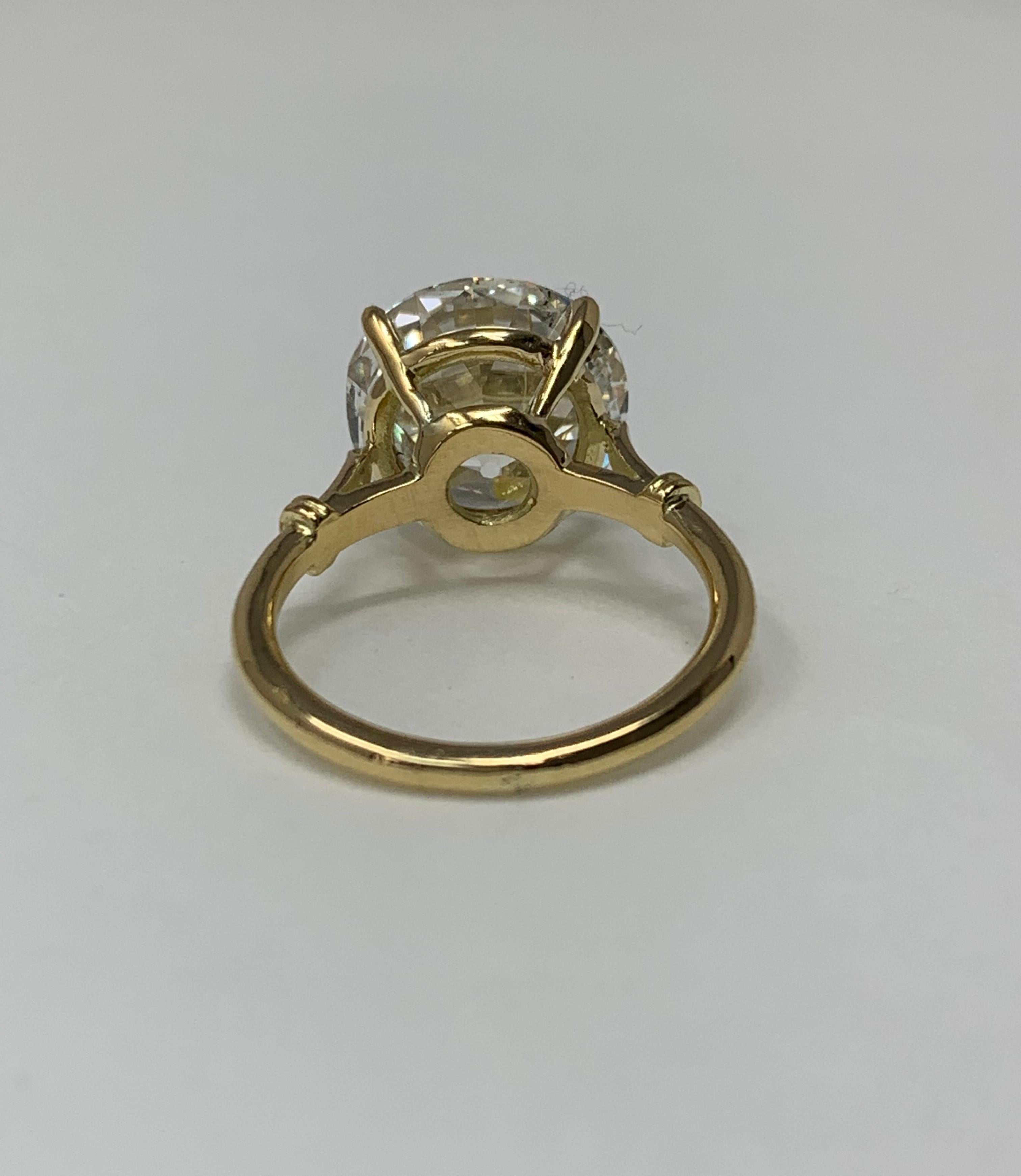 6.30 Carat Old European Cut Diamond Ring in 18 Karat Gold, GIA Certified. 2