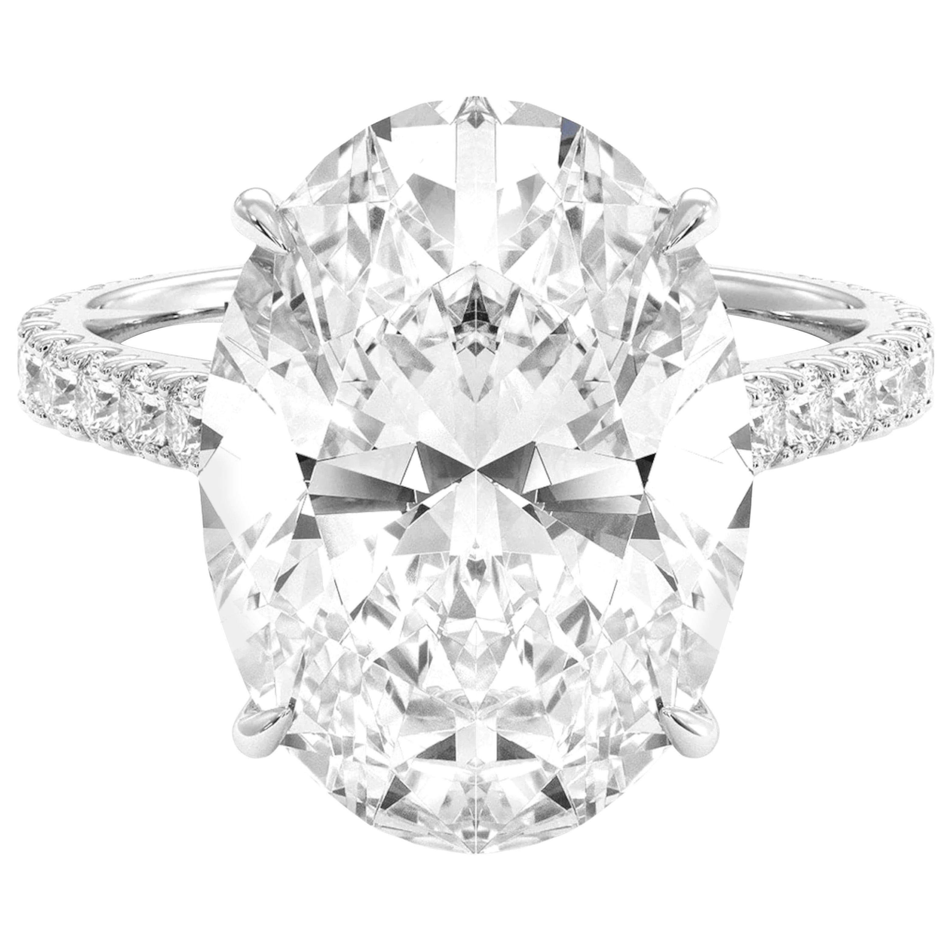 GIA Certified 6.35 Carat D VVS1 Oval Diamond Ring – Platinum Pavé Setting