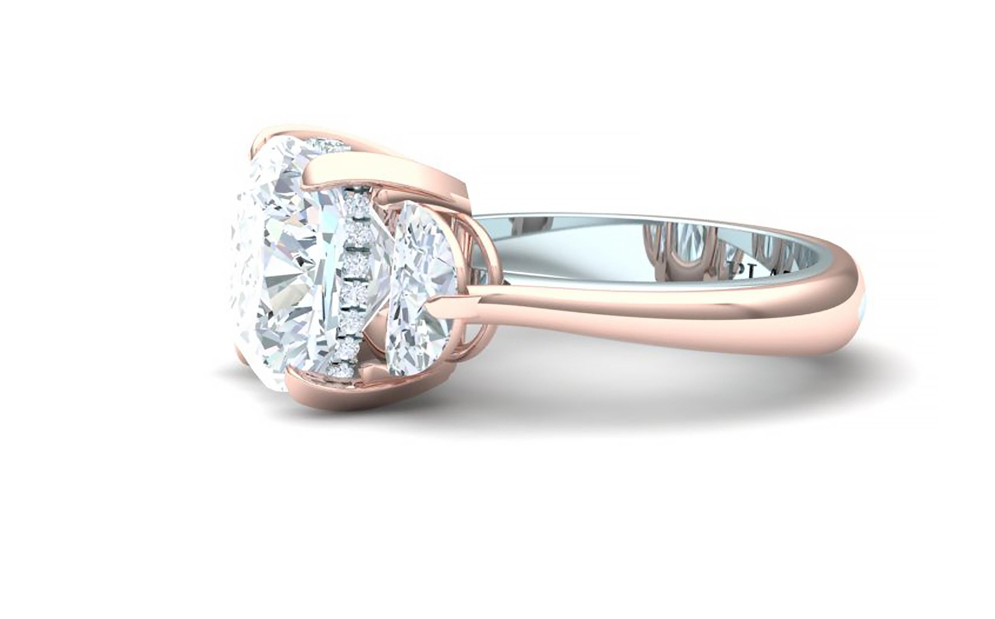 Modern GIA Certified 6.35 Carat F-SI1 Cushion Rose and Platinum Engagement Ring