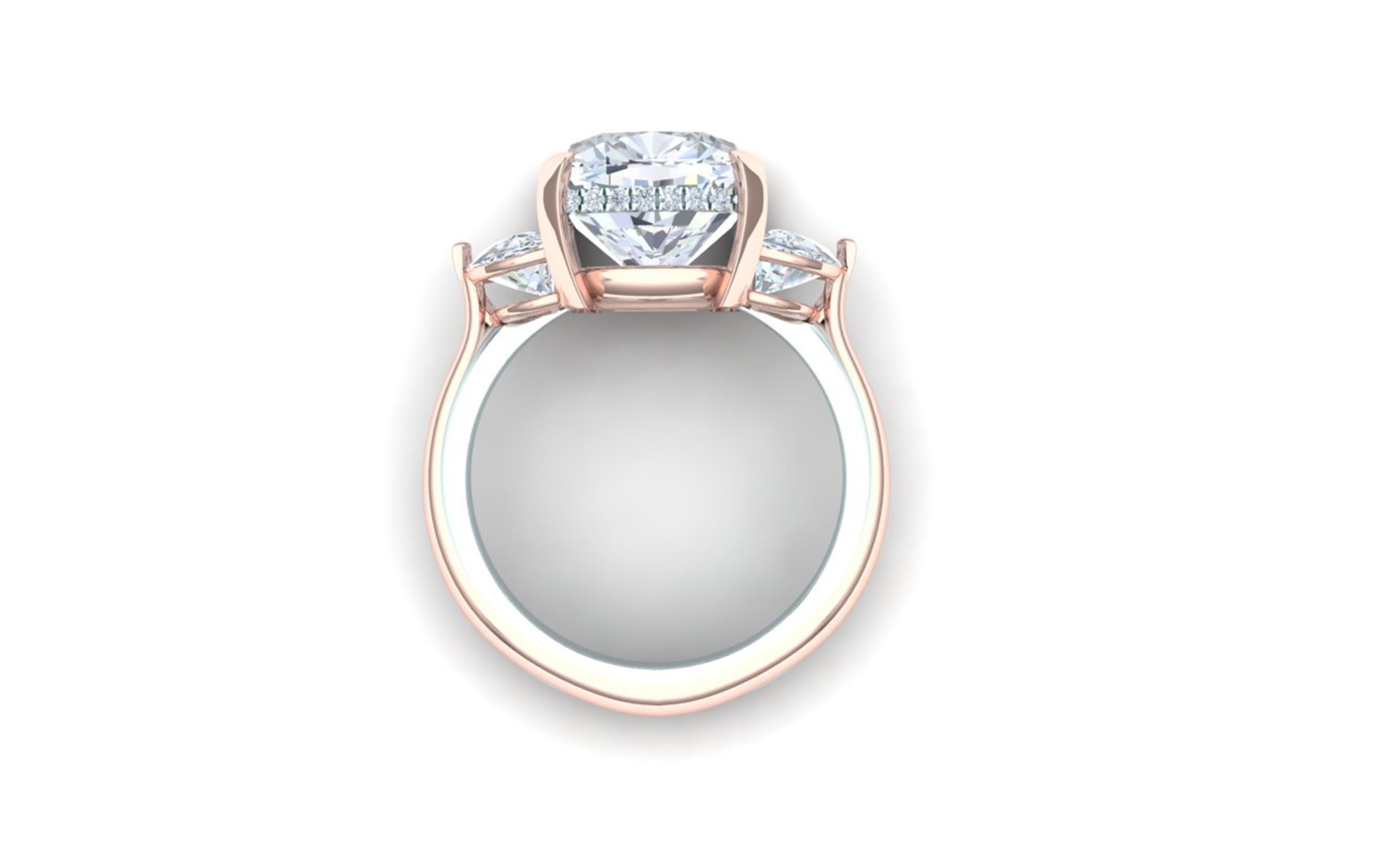 Cushion Cut GIA Certified 6.35 Carat F-SI1 Cushion Rose and Platinum Engagement Ring