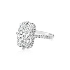 GIA Certified 6.35 Carats Elongated Cushion Cut Diamond Engagement Ring