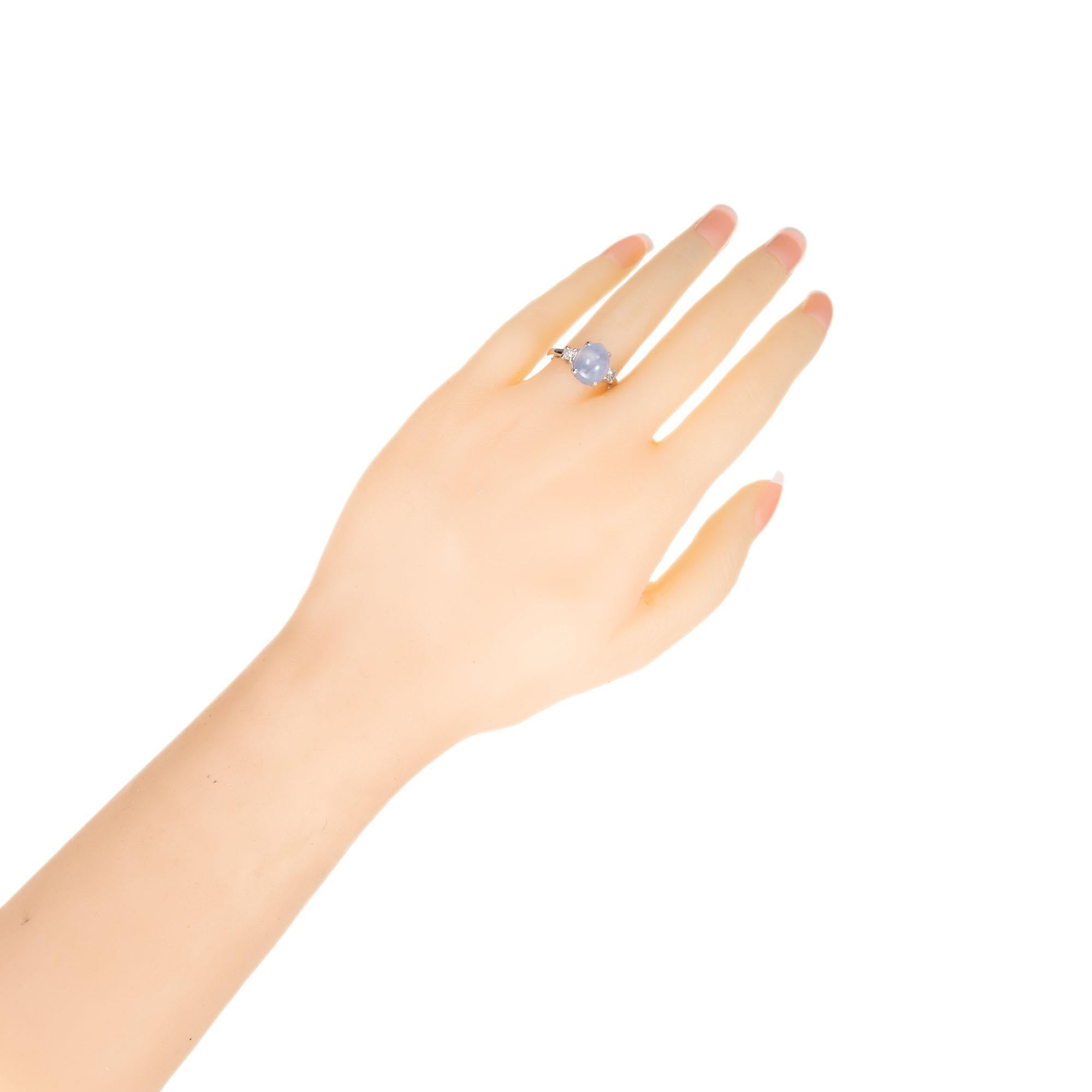 GIA Certified 6.37 Carat Star Sapphire Diamond Platinum Ring For Sale 1