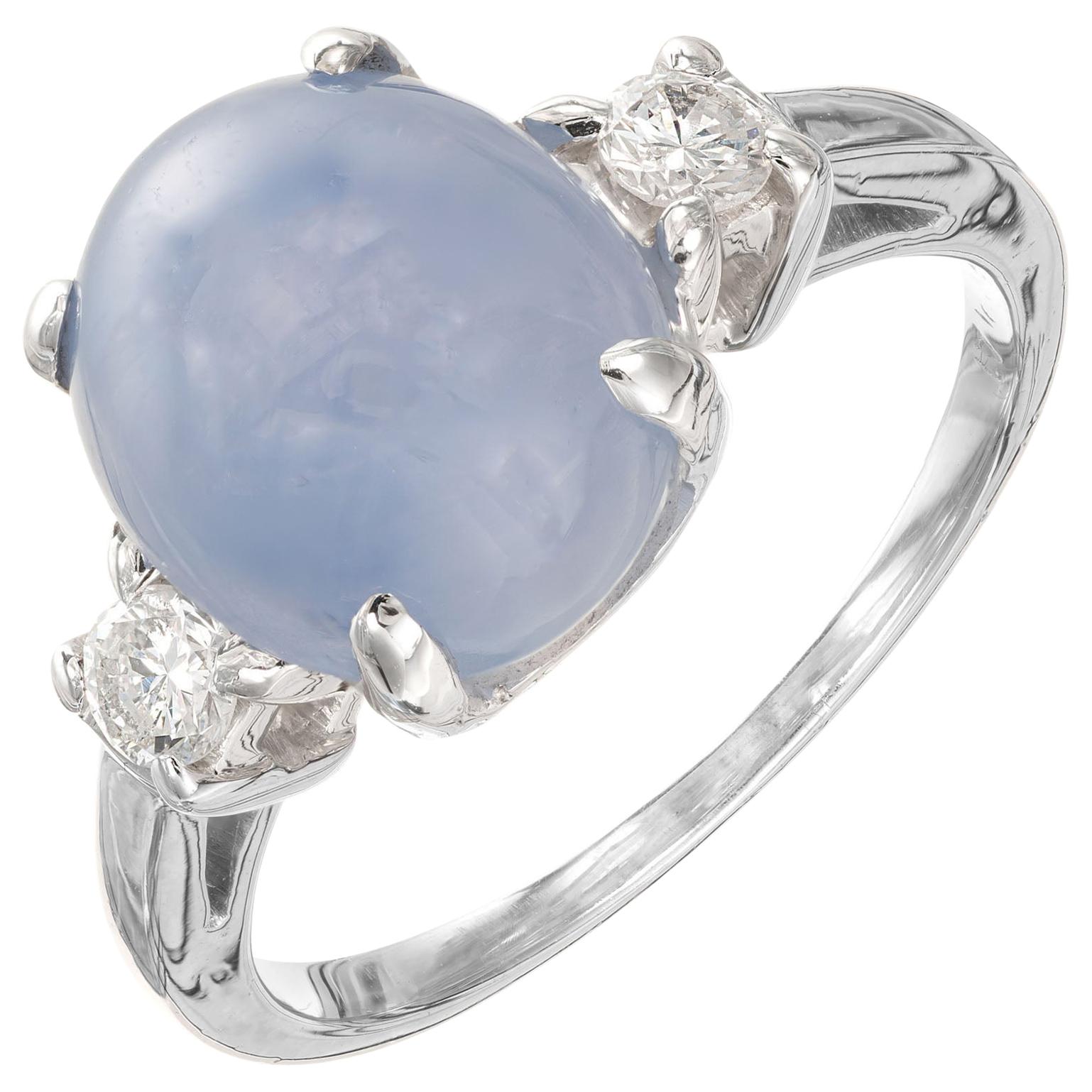 GIA Certified 6.37 Carat Star Sapphire Diamond Platinum Ring For Sale