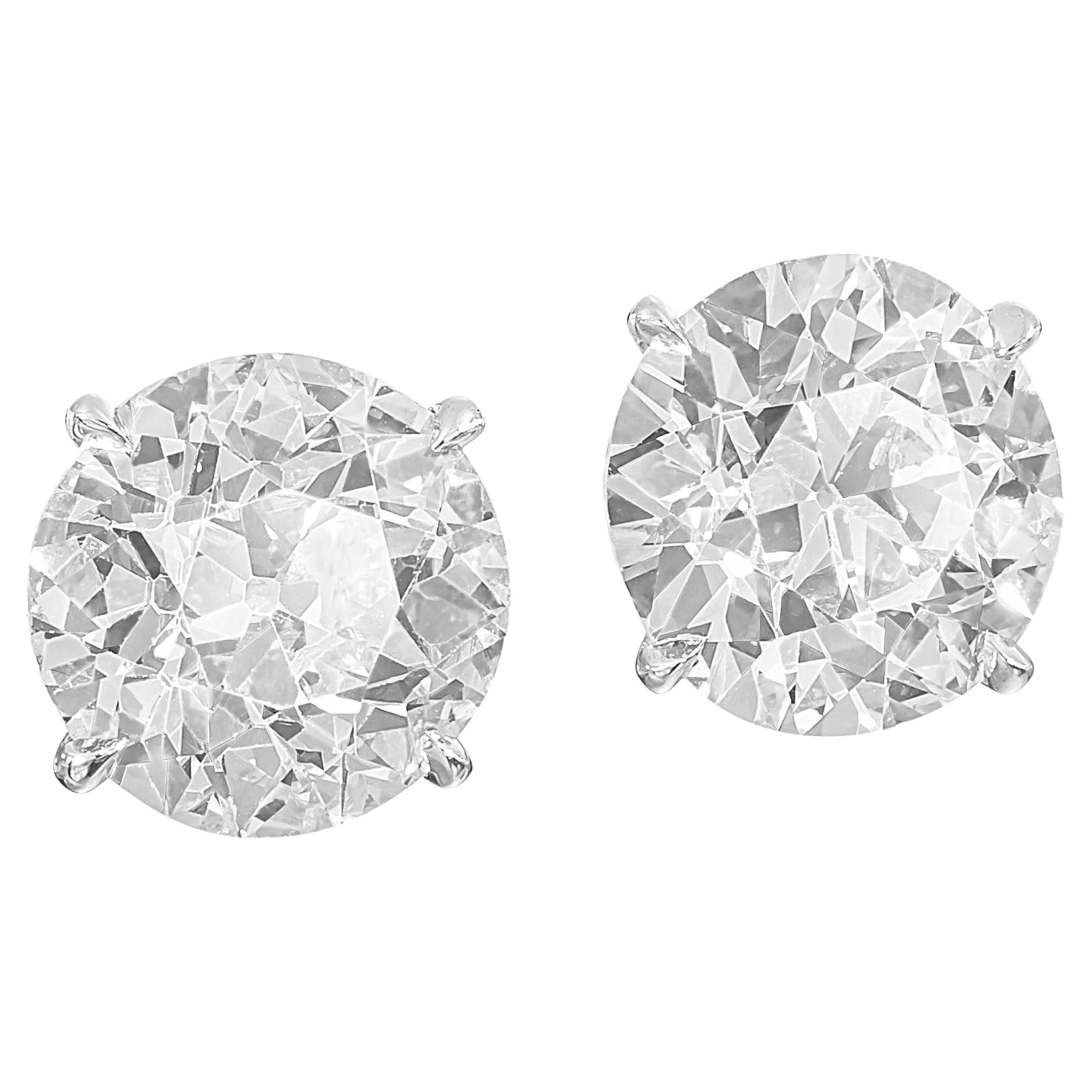 Pendientes de diamantes europeos antiguos de 6,38 quilates con certificado GIA