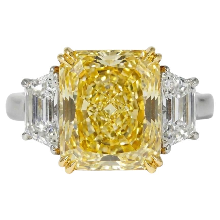 GIA Certified 6.39-carat Fancy Intense Yellow Diamond Ring
