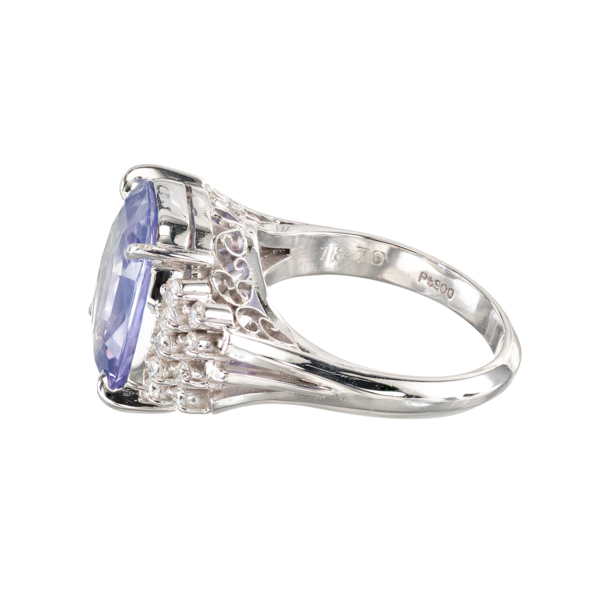 Women's GIA Certified 6.40 Carat Color Change Sapphire Diamond Platinum Ring For Sale