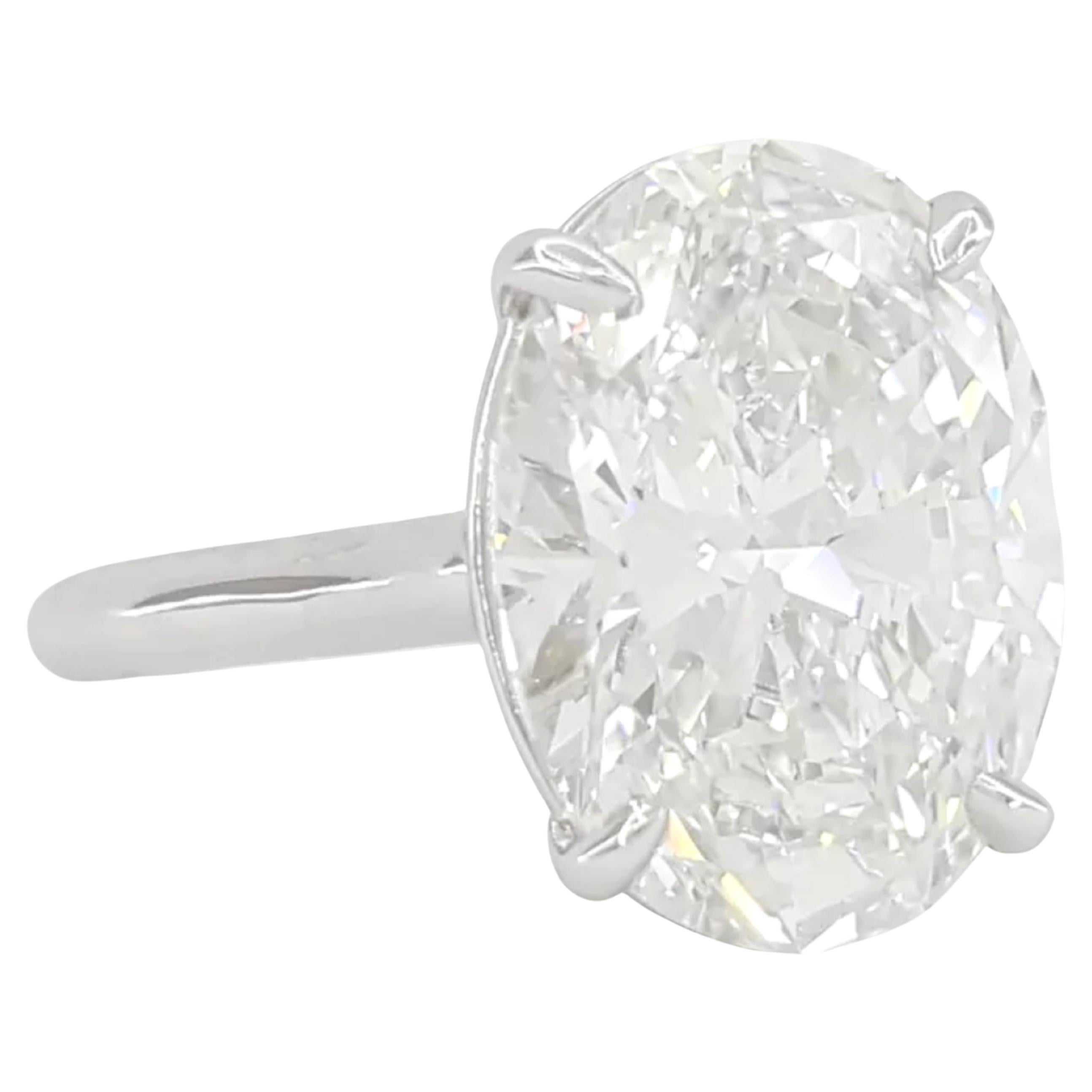 GIA Certified 6.40 Carat  Oval Platinum Ring