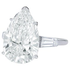 Bague à diamant poire certifié GIA de 6,40 carats de type IIa