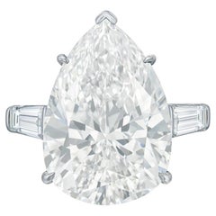 Bague à diamant poire certifié GIA de 6,40 carats de type IIa