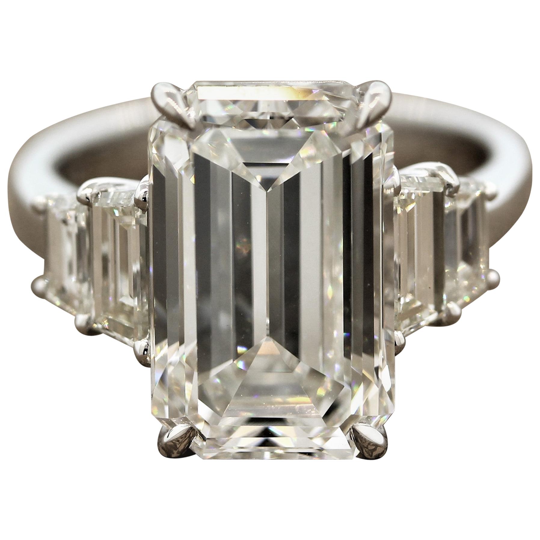 GIA Certified 6.40 Carat Emerald Cut Diamond Engagement Ring, J-VVS2