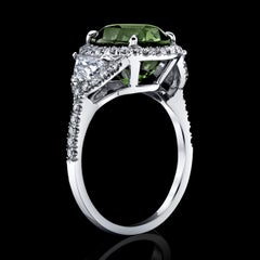 GIA Certified 6.40 Carat Oval Alexandrite and Diamond Ring