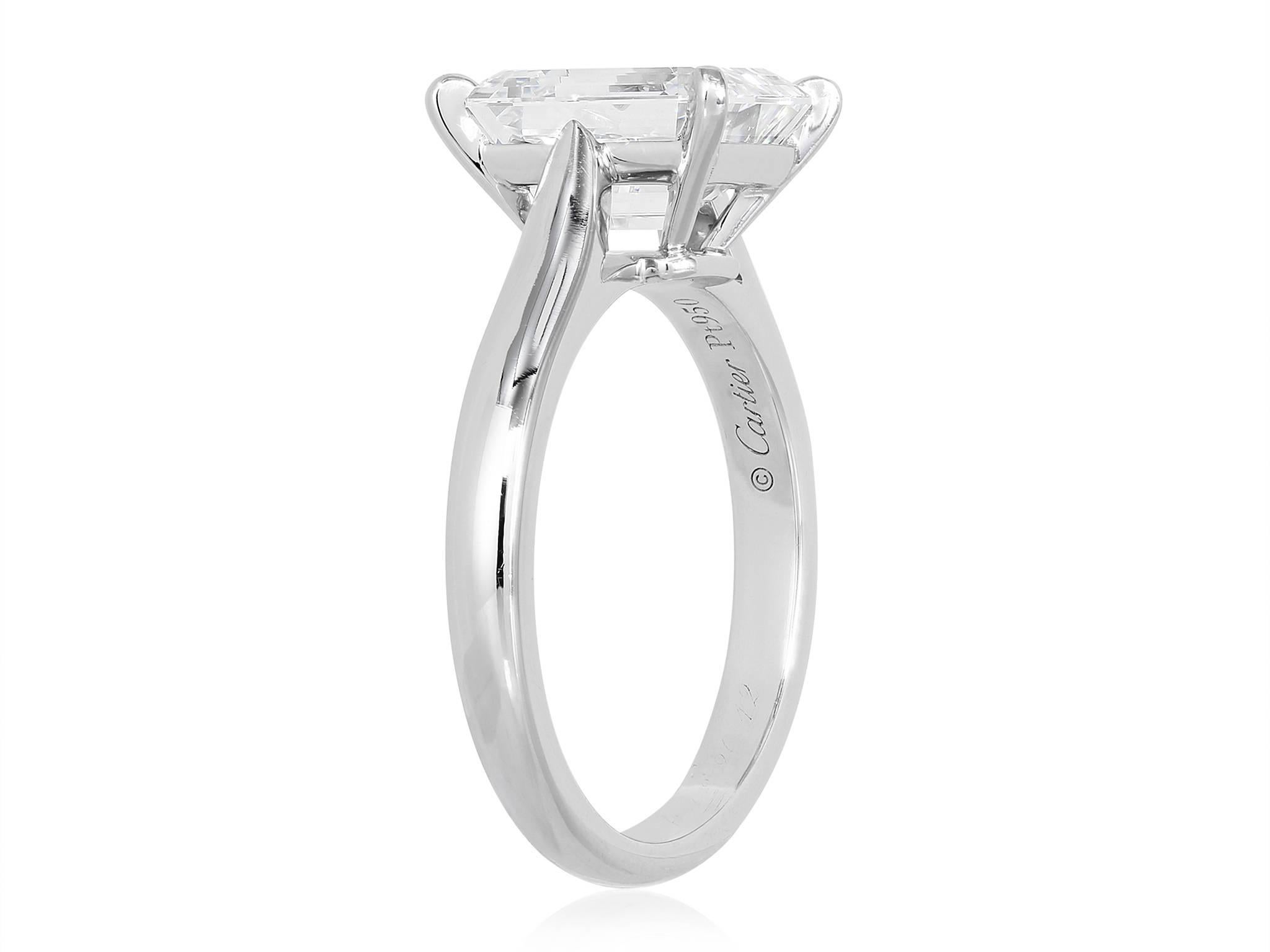 Platinum, custom made, GIA certified 6.41 carat emerald cut diamond solitaire engagement ring. Color and clarity J/SI1, GIA report #5181852985.
