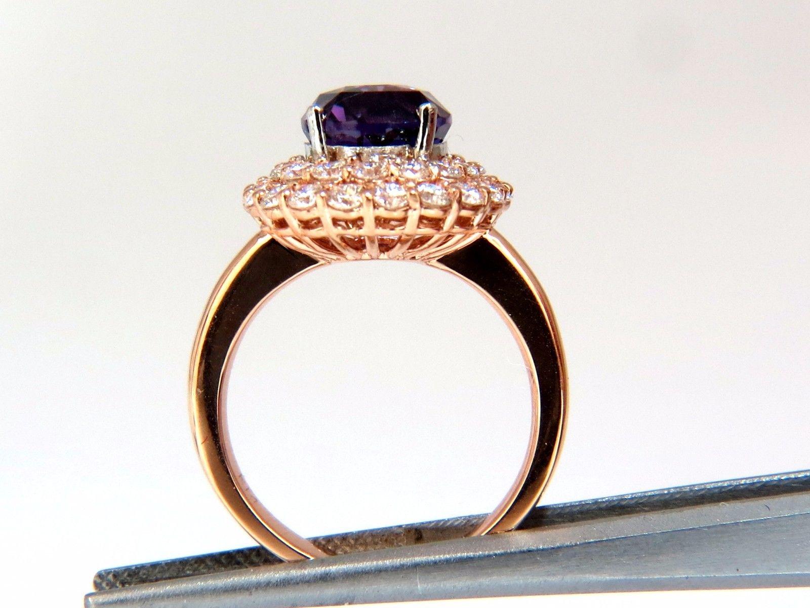 Oval Cut GIA Certified 6.41 Carat Natural Vivid Purple Sapphire Diamonds Ring For Sale