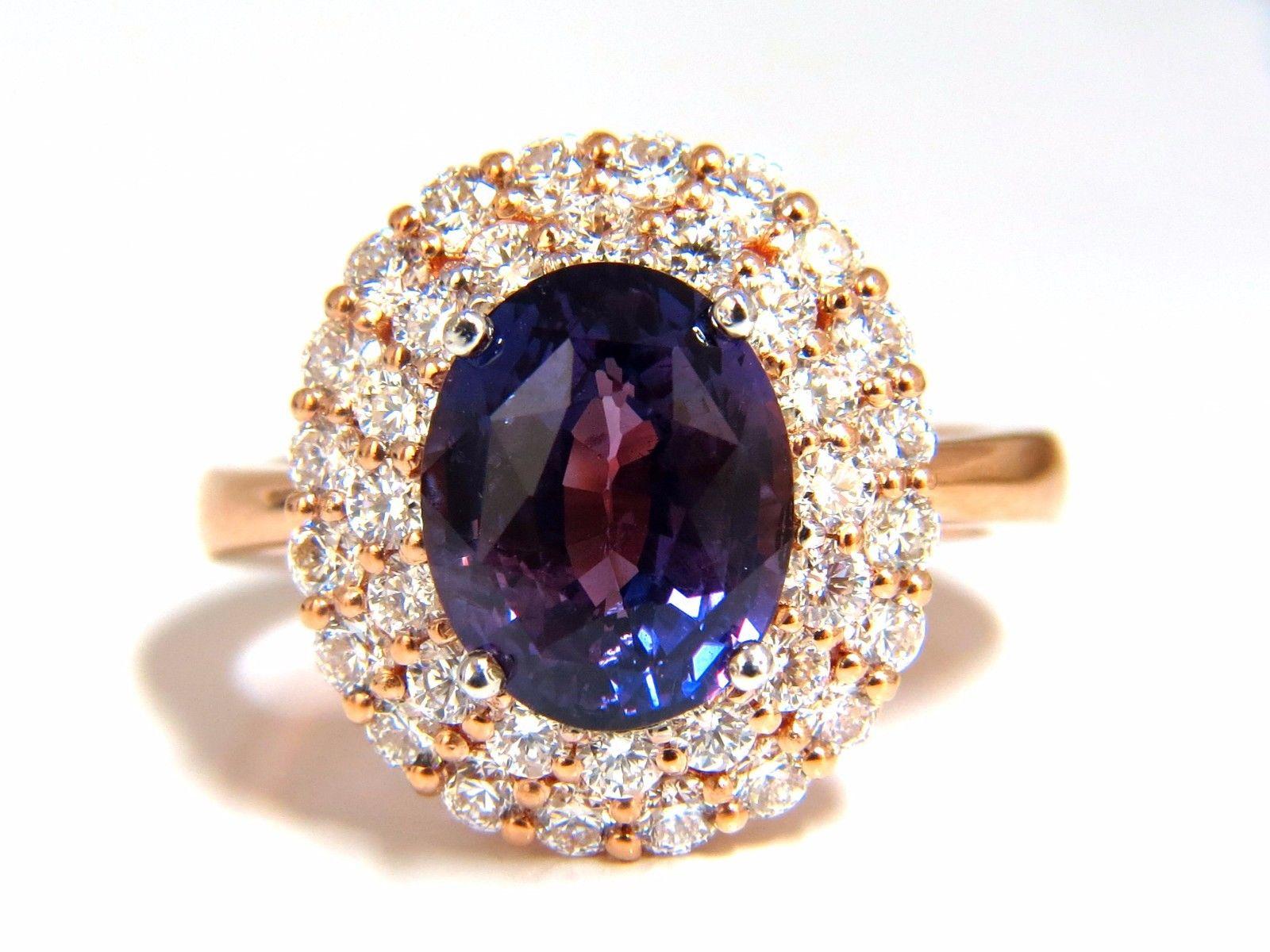 Bague en saphir naturel violet vif certifié GIA de 6,41 carats et diamants en vente 2