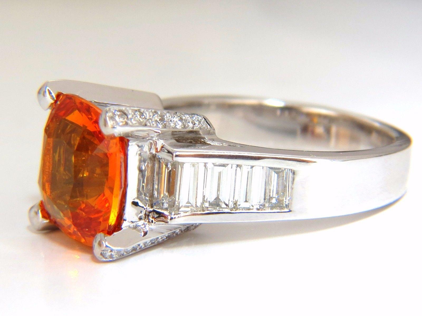 Modern GIA Certified 6.41ct natural citrus bright vivid orange sapphire diamonds ring