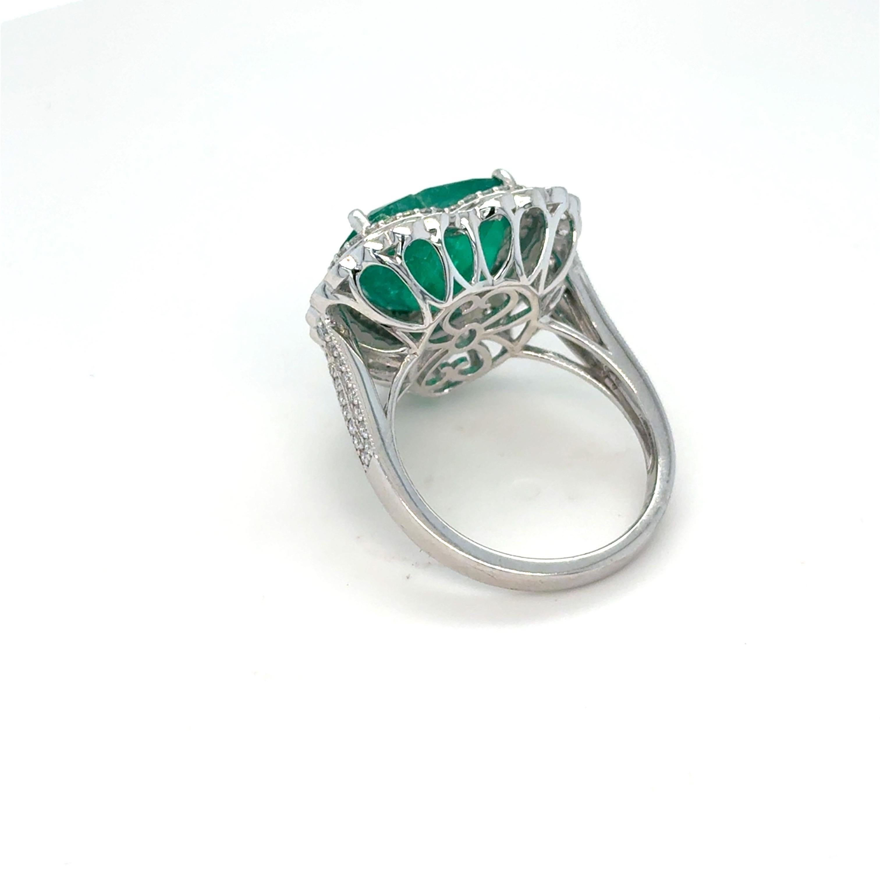 GIA Certified 6.42 Carat Heart Cut Colombian Emerald Diamond Ring For Sale 5