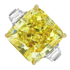 GIA Certified 6.43 Carat Radiant Fancy Yellow Diamond Ring