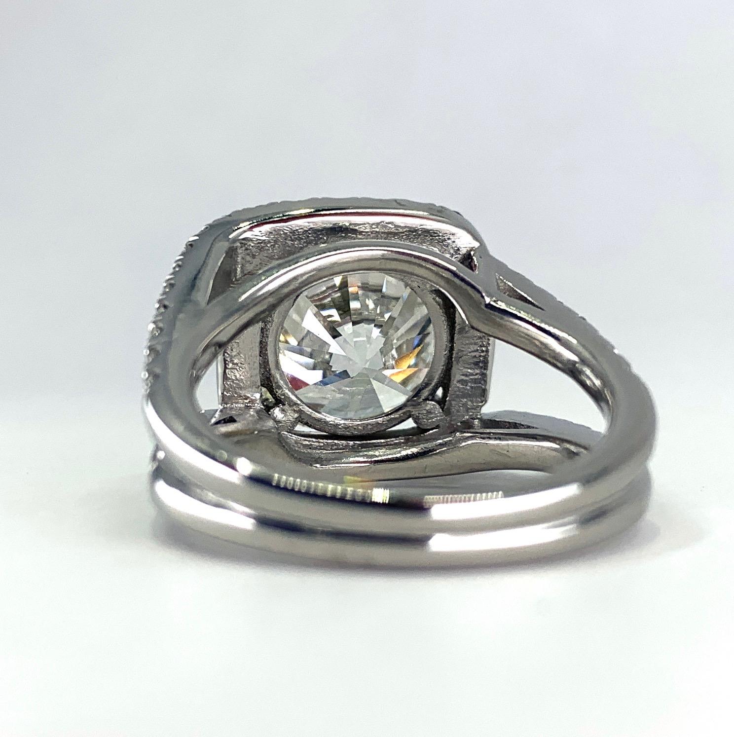 Women's or Men's GIA Certified 6.44 Carat Cushion Cut Diamond in Updated Platinum Halo Ring