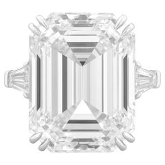 GIA Certified 6.44 Carat Emerald Cut Diamond Three Stone Ring in Platinum