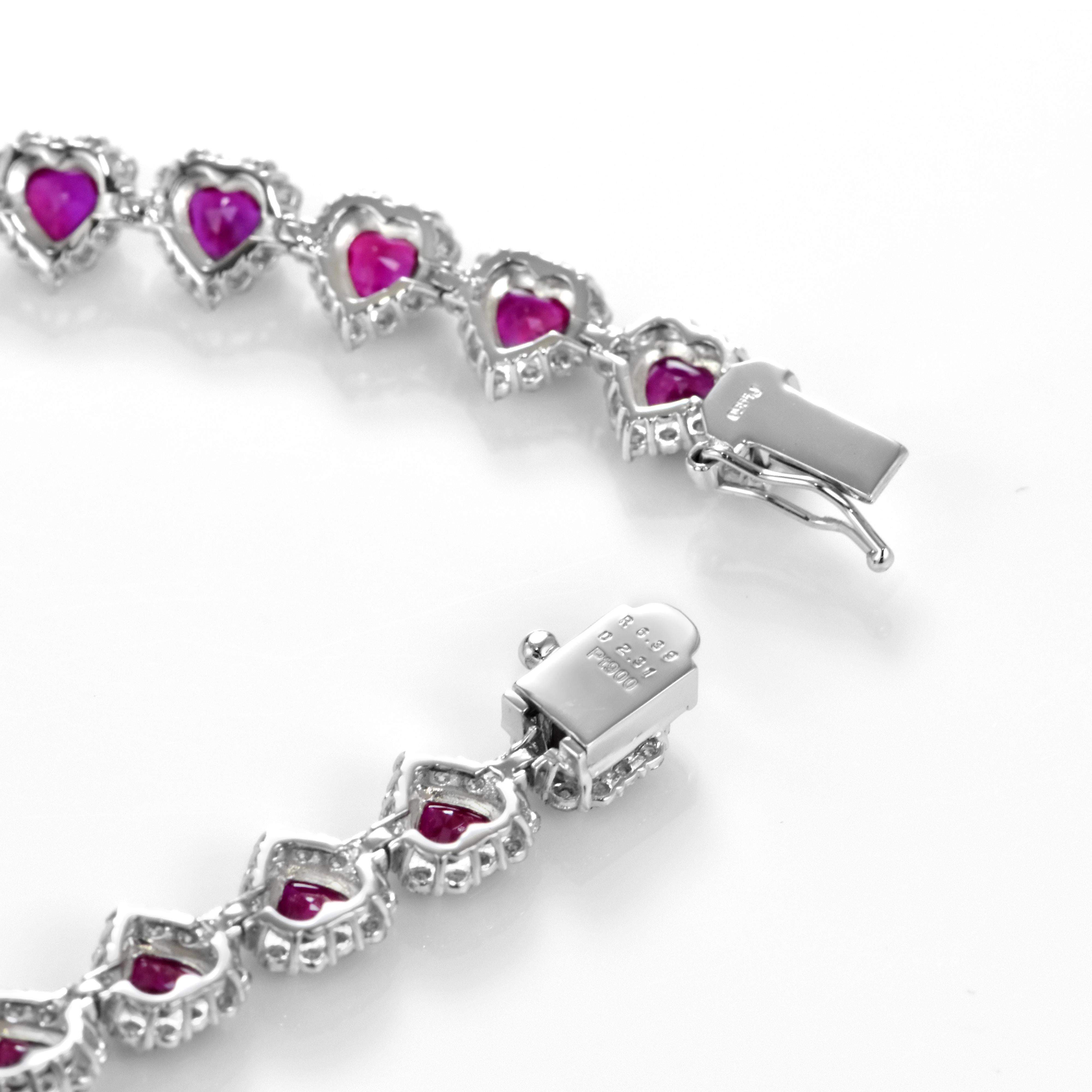 GIA-zertifiziertes Armband aus Platin mit 6.44 Karat burmesischen Rubinen und Diamanten im Zustand „Neu“ im Angebot in Tokyo, JP