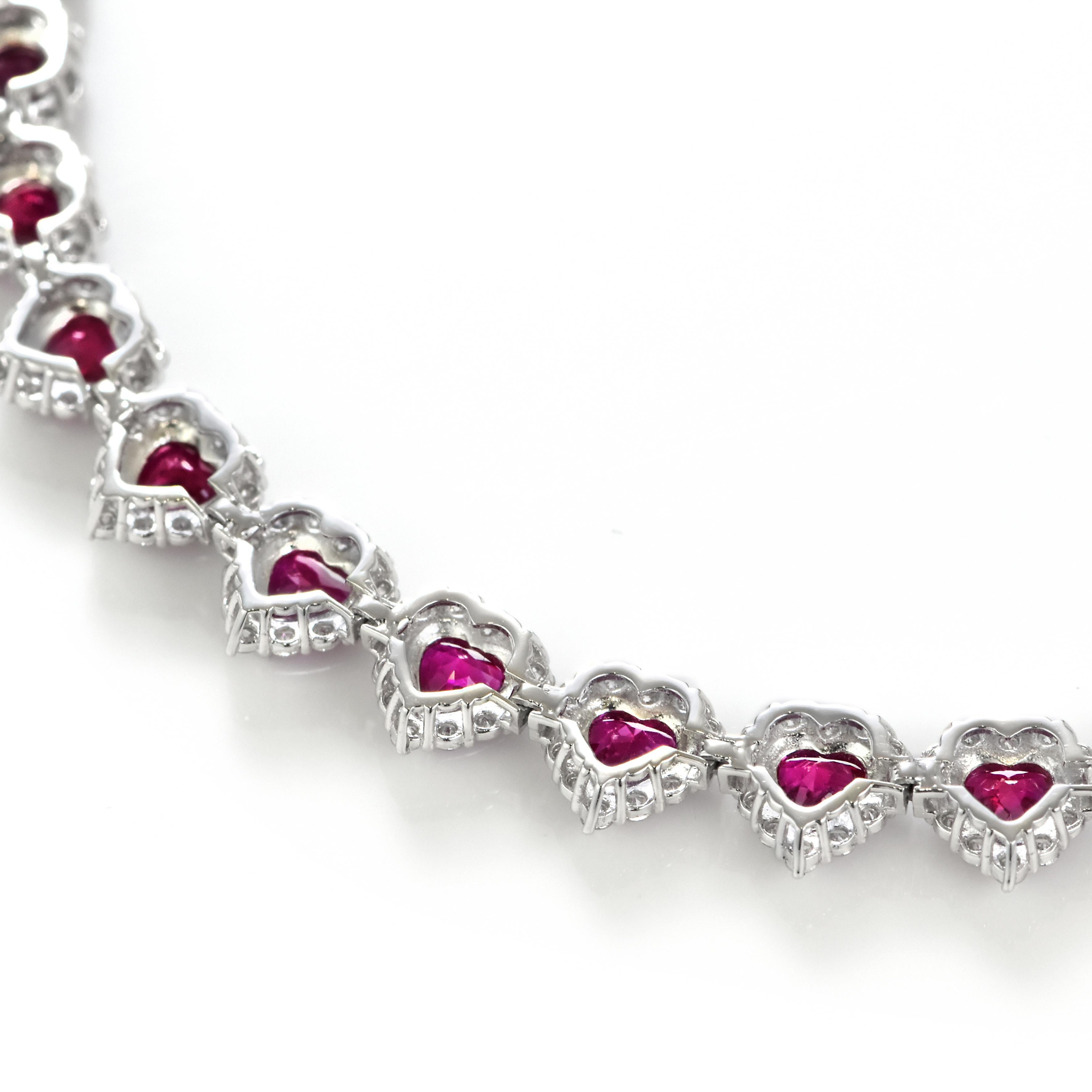 GIA-zertifiziertes Armband aus Platin mit 6.44 Karat burmesischen Rubinen und Diamanten Damen im Angebot