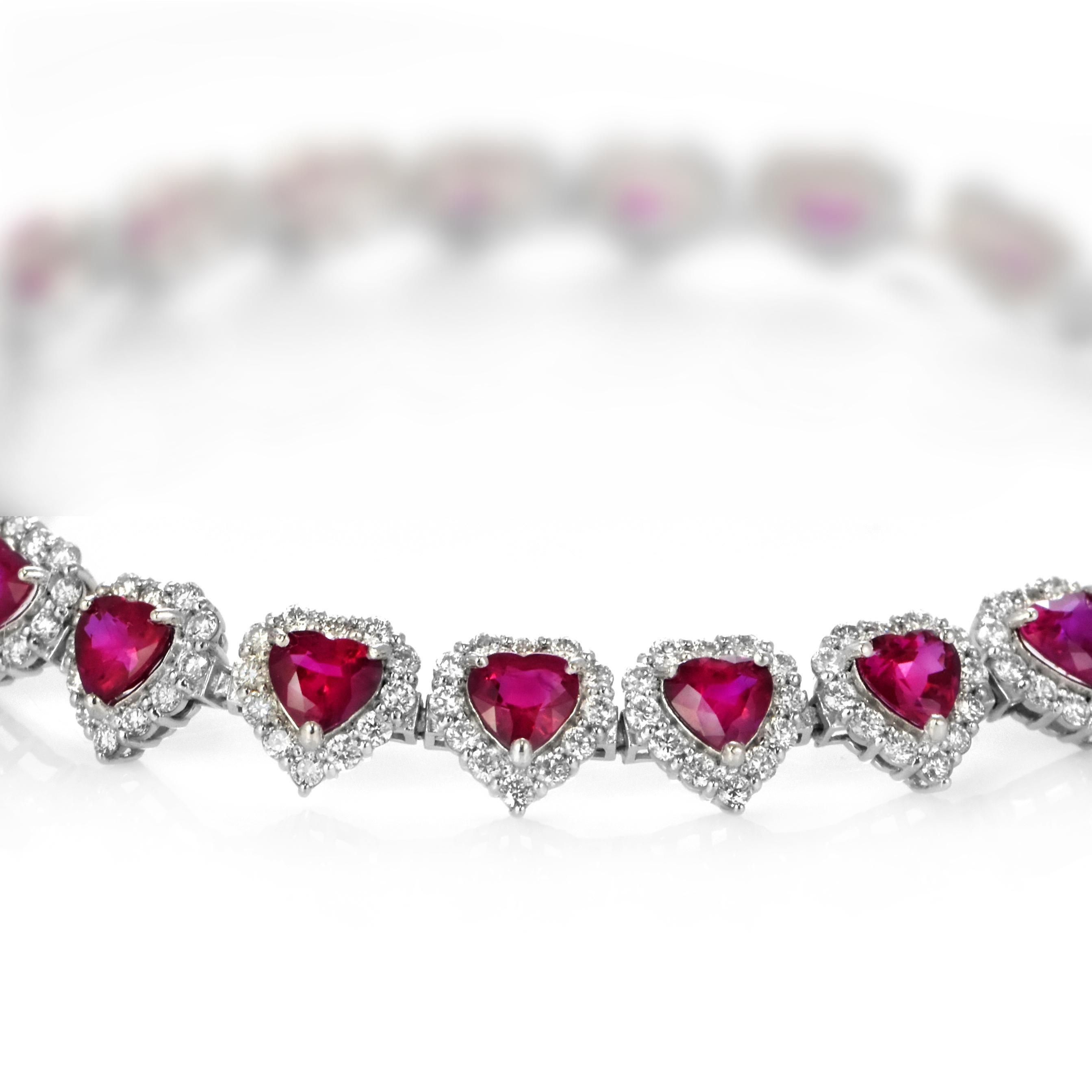 GIA-zertifiziertes Armband aus Platin mit 6.44 Karat burmesischen Rubinen und Diamanten im Angebot 3