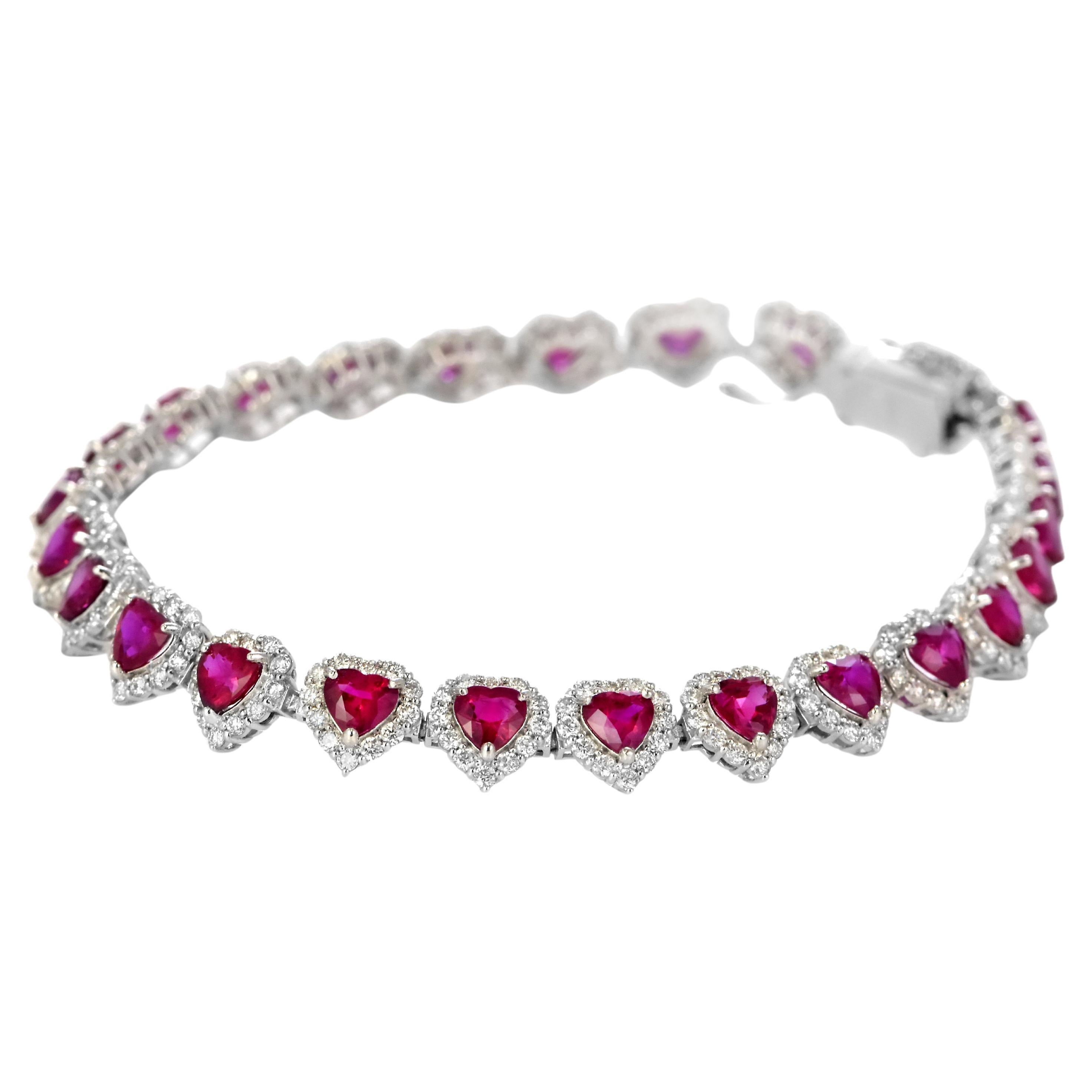 Bracciale di rubini birmani e diamanti certificato GIA da 6.44 carati in platino
