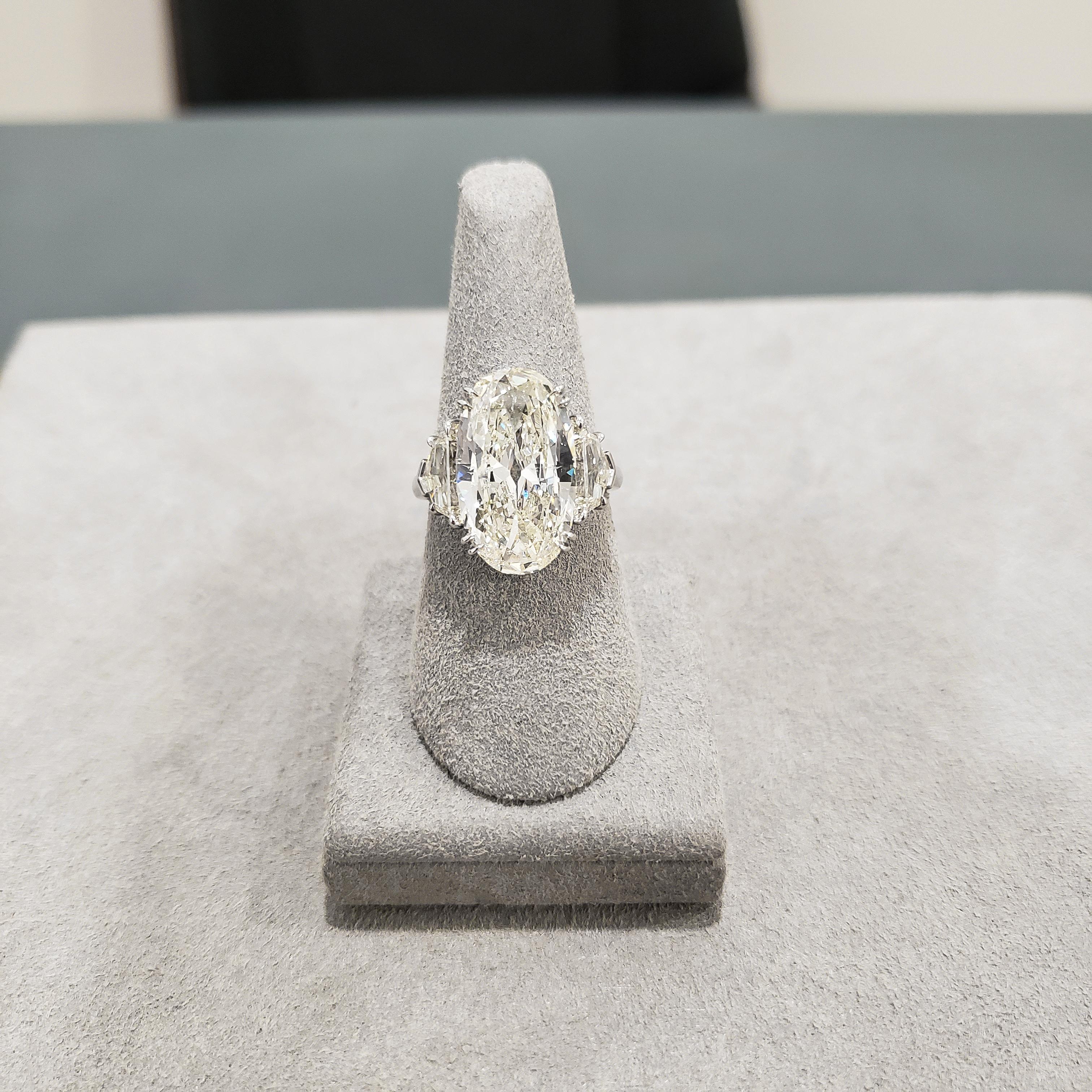 Women's Roman Malakov 6.45 Carat Oval Cut Diamond Three-Stone Engagement Ring For Sale