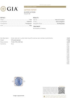GIA Certified 6.46ct No-Heat Ceylon Sapphire Ring in 14K White Gold