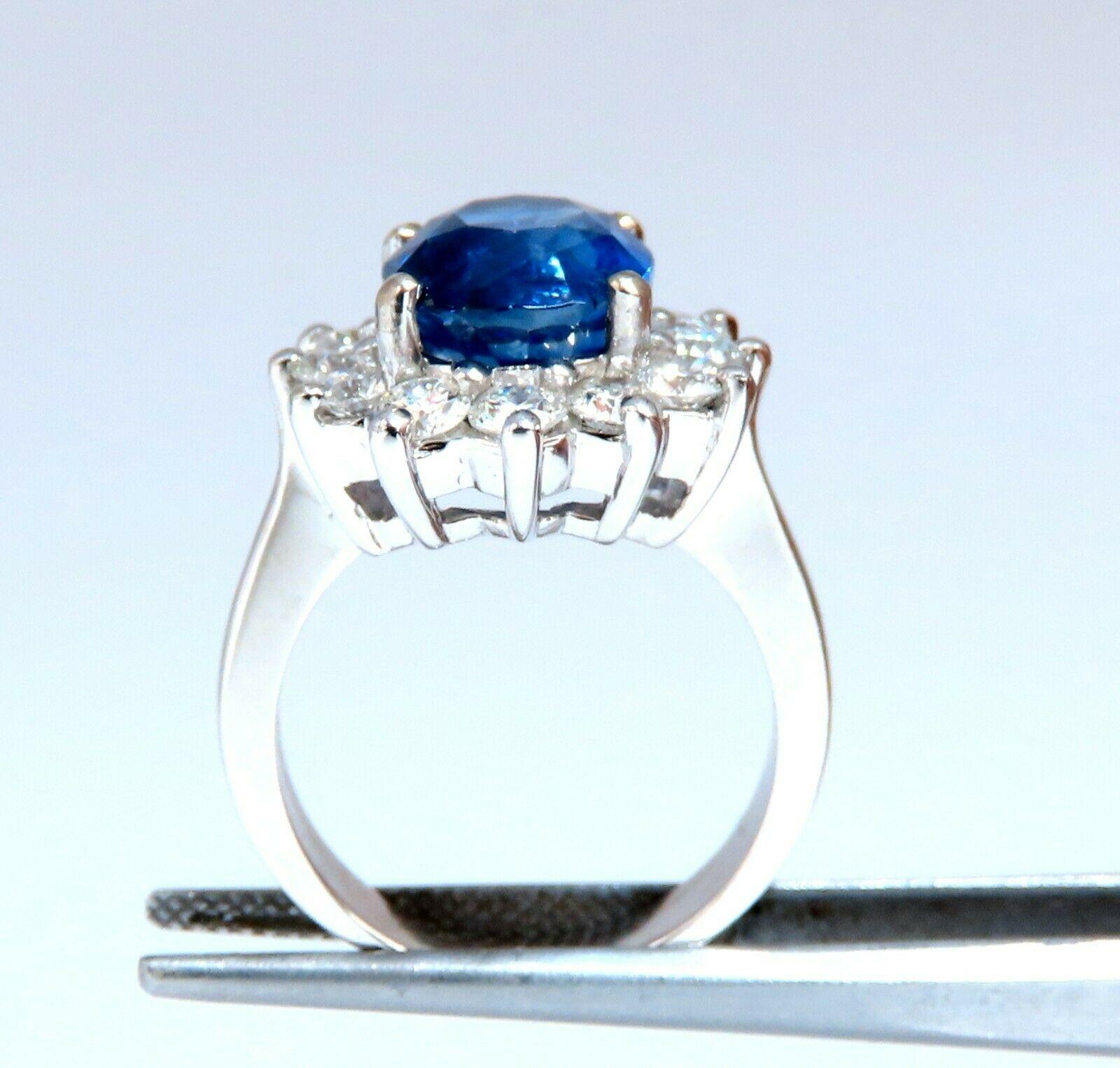 Oval Cut GIA Certified 6.47 Carat Natural No Heat Sapphire Diamond Ring Unheated 14 Karat