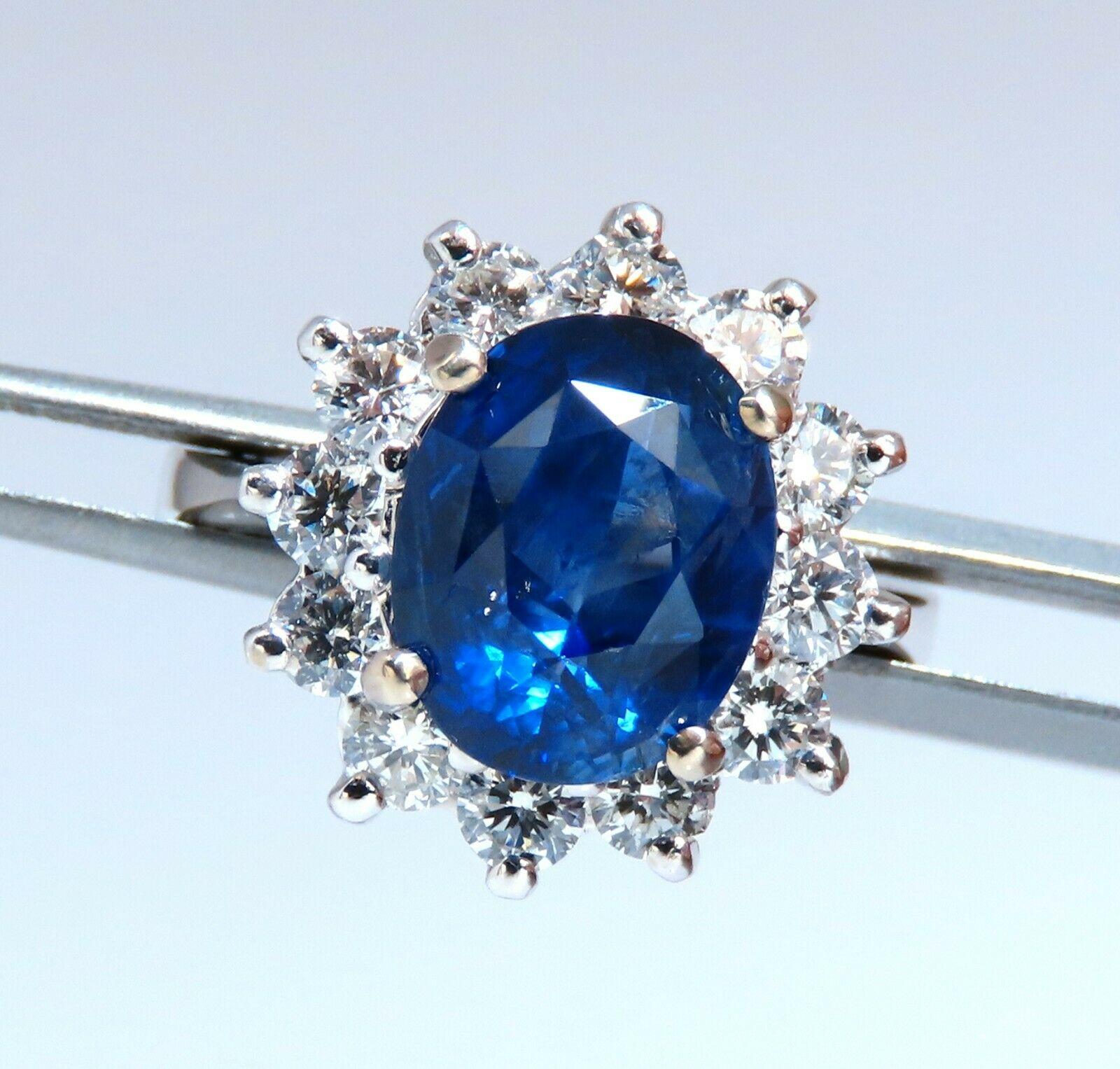 GIA Certified 6.47 Carat Natural No Heat Sapphire Diamond Ring Unheated 14 Karat In New Condition In New York, NY