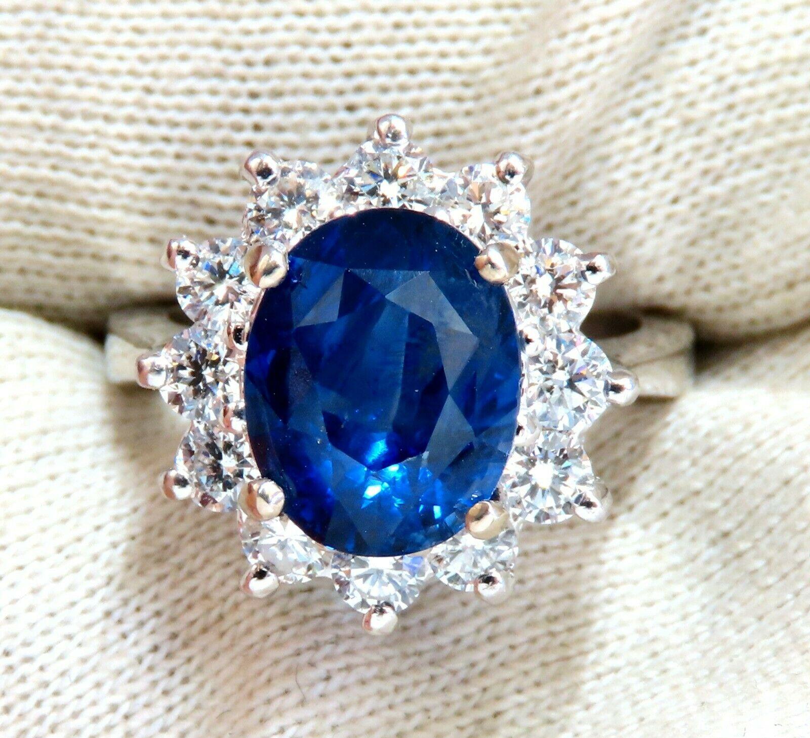 Women's or Men's GIA Certified 6.47 Carat Natural No Heat Sapphire Diamond Ring Unheated 14 Karat