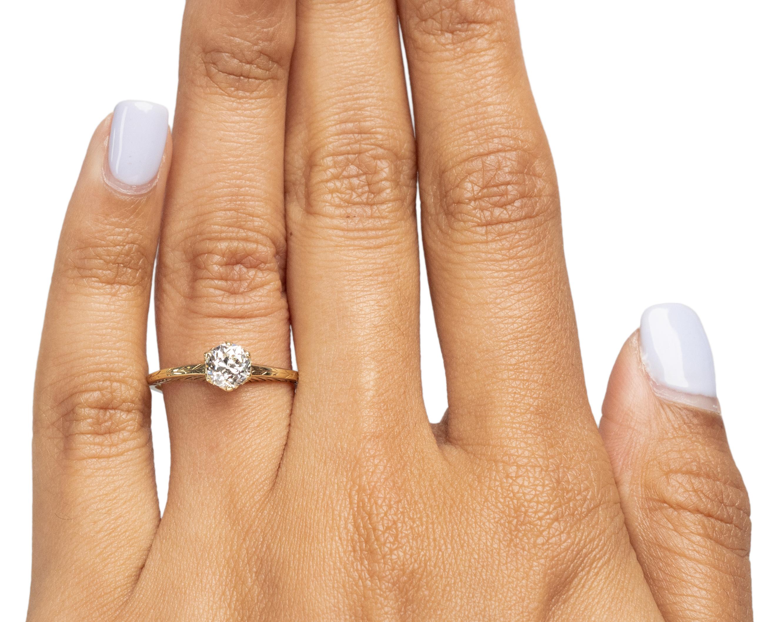 Women's GIA Certified .65 Carat Art Deco Diamond 18/14 Karat Yellow Gold Engagement Ring For Sale
