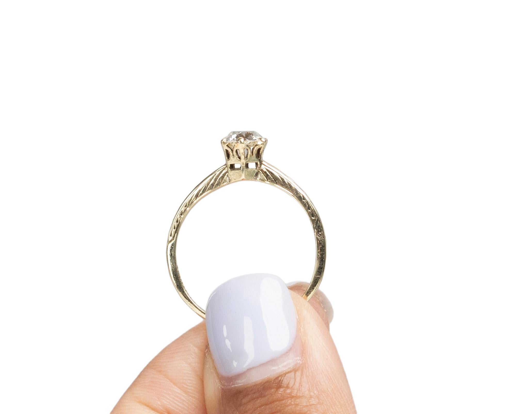 GIA Certified .65 Carat Art Deco Diamond 18/14 Karat Yellow Gold Engagement Ring For Sale 2